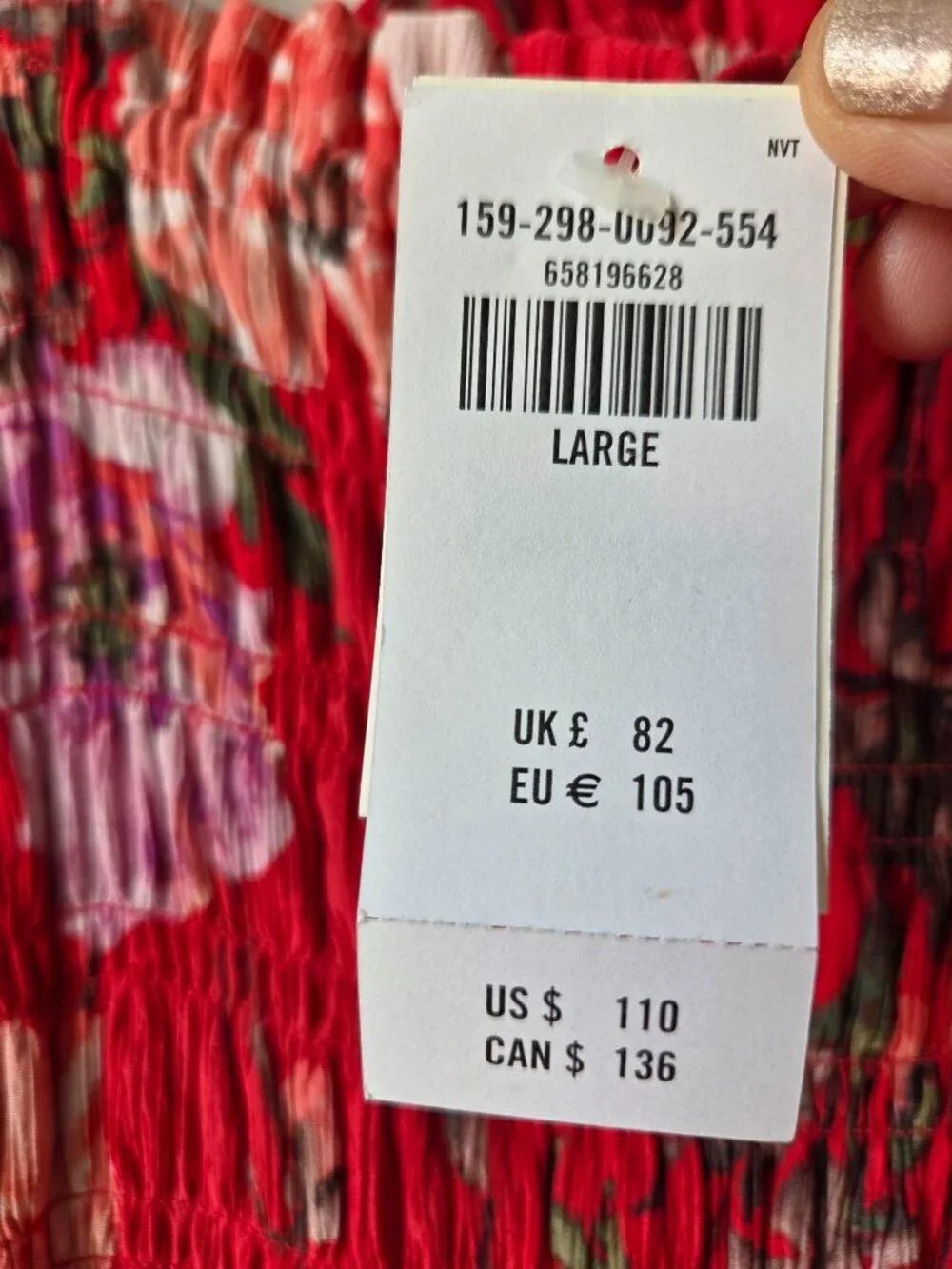 NWT ABERCROMBIE & FITCH RED FLORAL SMOCKED TANK MAXI DRESS SIZE L